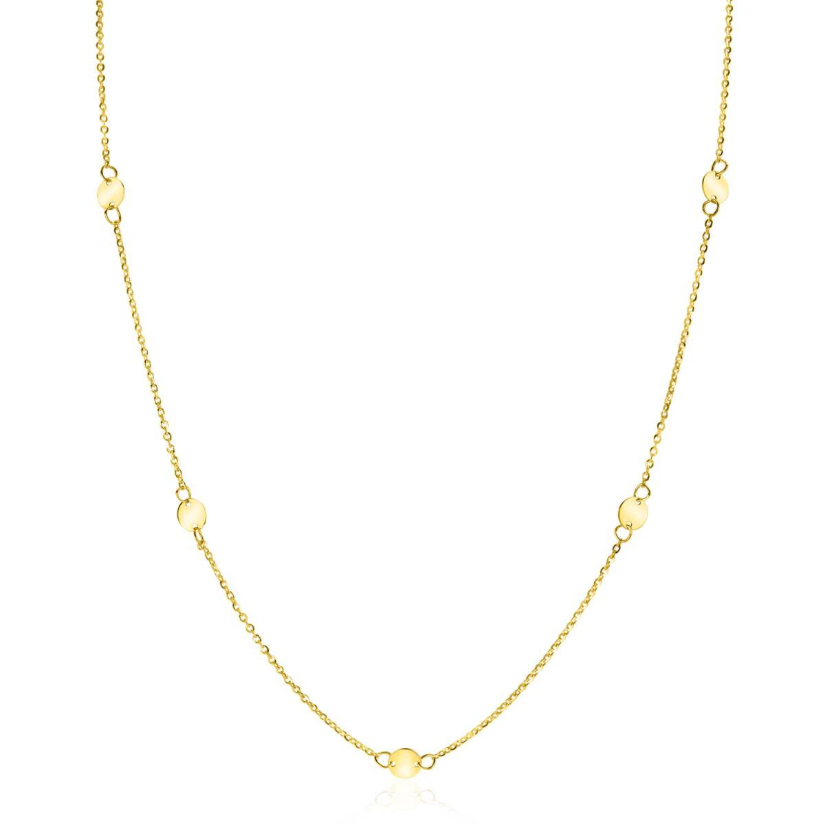 Zinzi ZGC444 gouden schakelketting met ronde plaatjes 5 mm breed - Lengte 42-45 cm