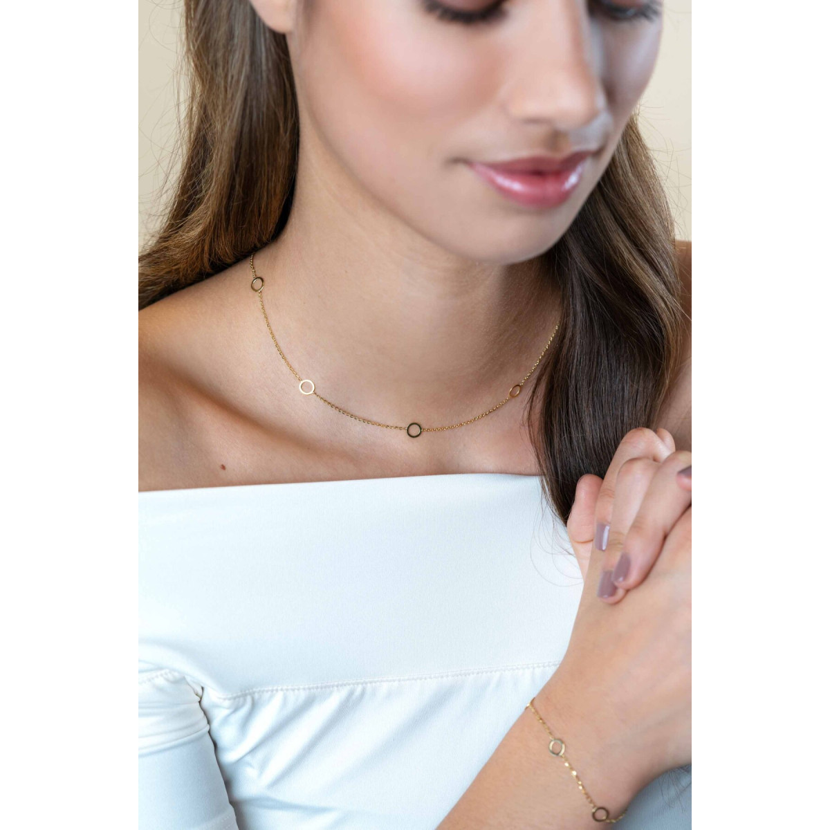 Zinzi ZGC445 gouden schakelketting met open rondjes 6.5 mm breed - Lengte 42-45 cm