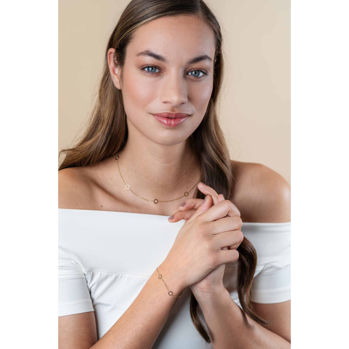 Zinzi ZGC445 gouden schakelketting met open rondjes 6.5 mm breed - Lengte 42-45 cm