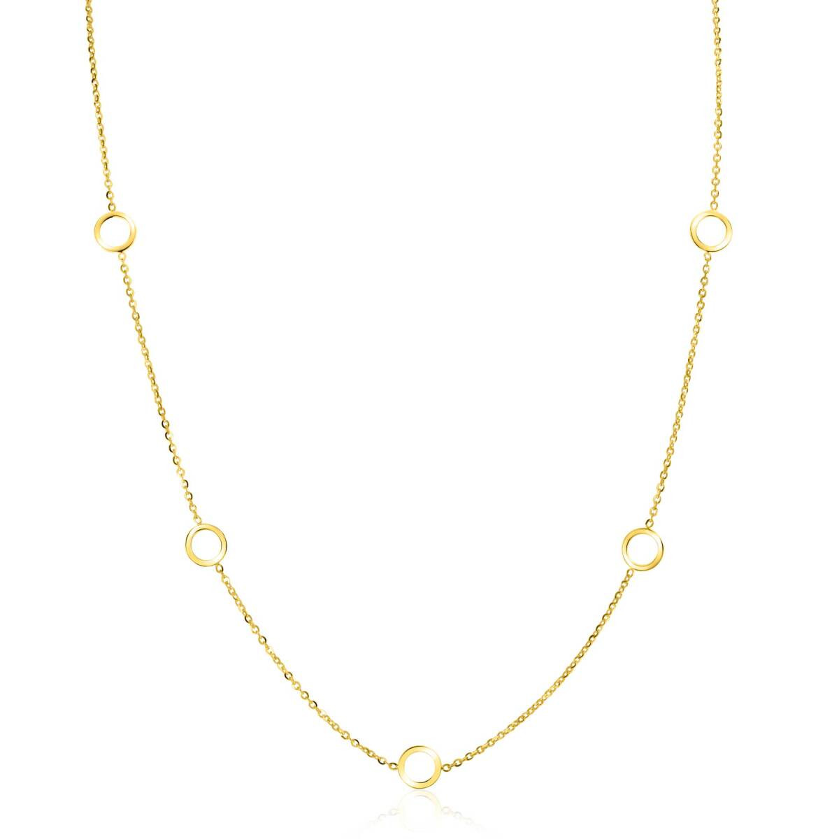 Zinzi ZGC445 gouden schakelketting met open rondjes 6.5 mm breed - Lengte 42-45 cm