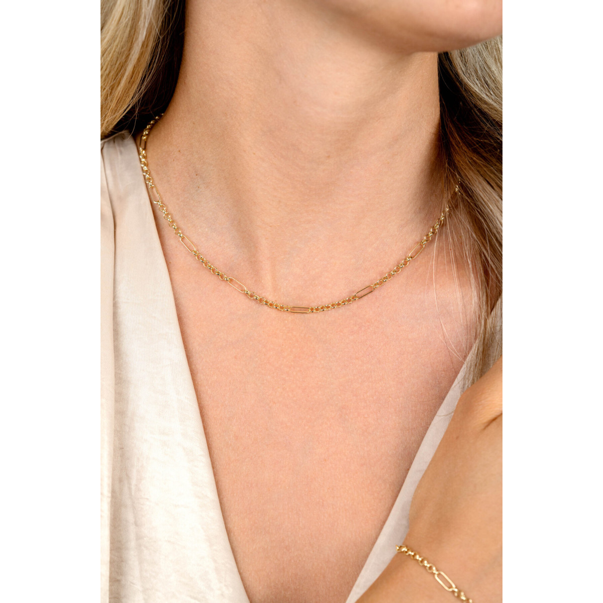 Zinzi ZGC495 gouden schakelketting jasseron paperclip 3.2 mm breed - Lengte 41-43 cm