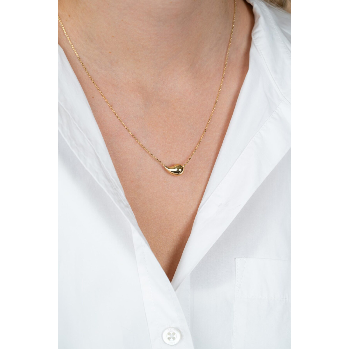 Zinzi ZGC557 gouden ketting met druppel hanger 13 mm - Lengte 43-46 cm