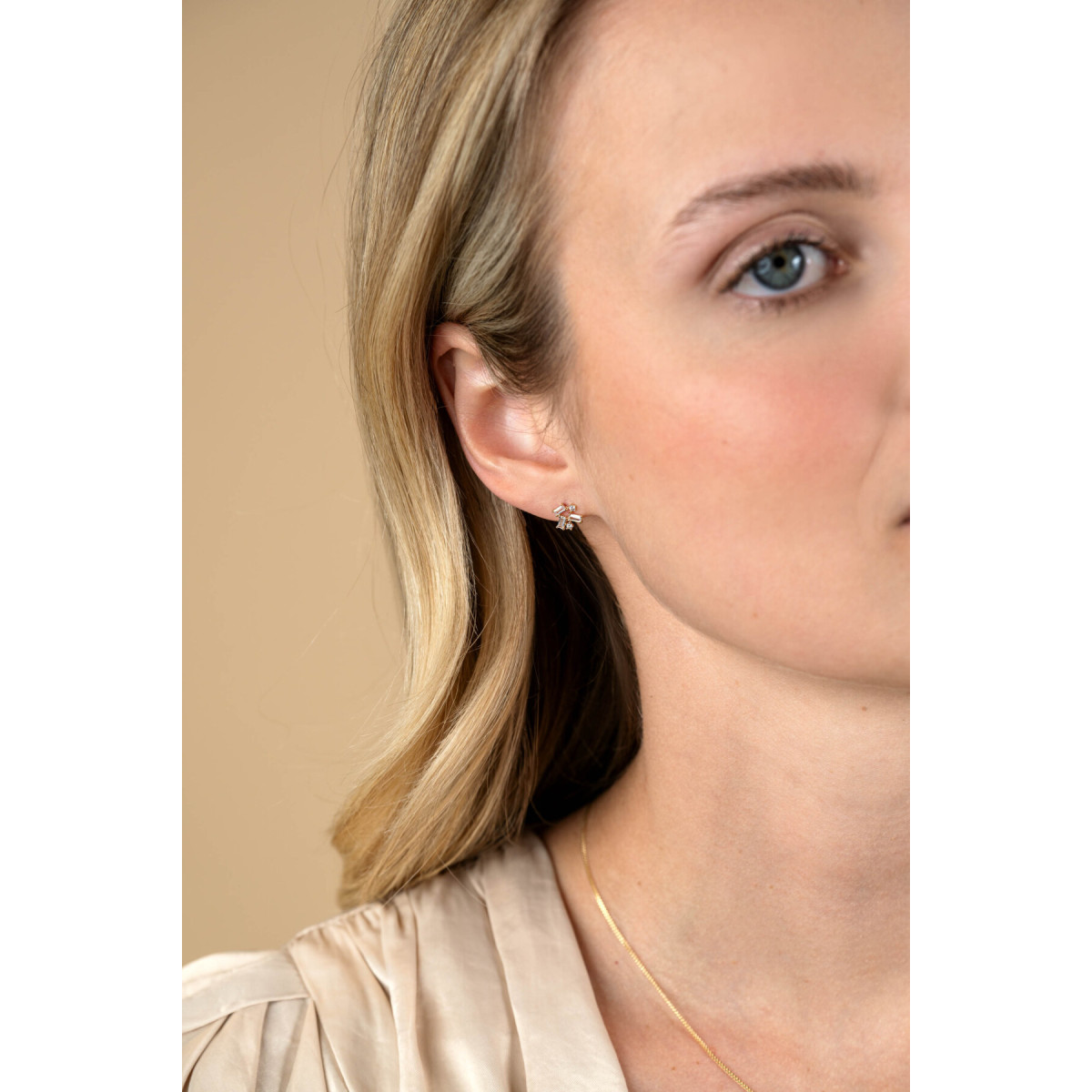 Zinzi ZGO511 14-karaat gouden oorstekers met rechthoekige zirkonia stenen - Hoogte 7.8 mm