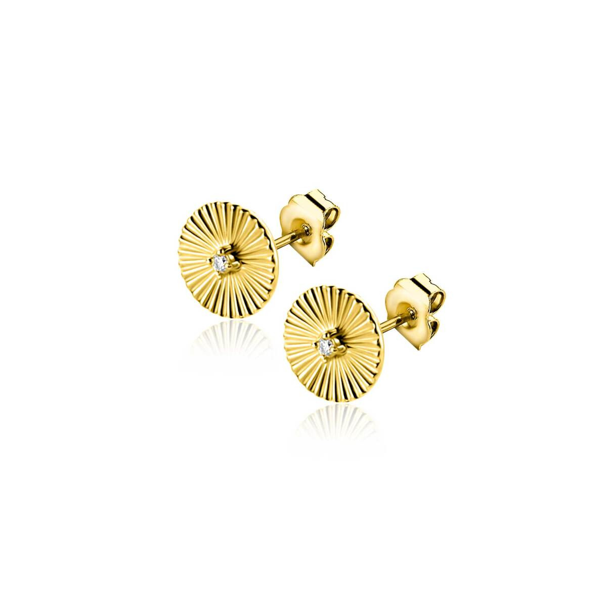 Zinzi ZGO542 14-karaat gouden oorstekers met zonnestraal patroon - Diameter 6 mm
