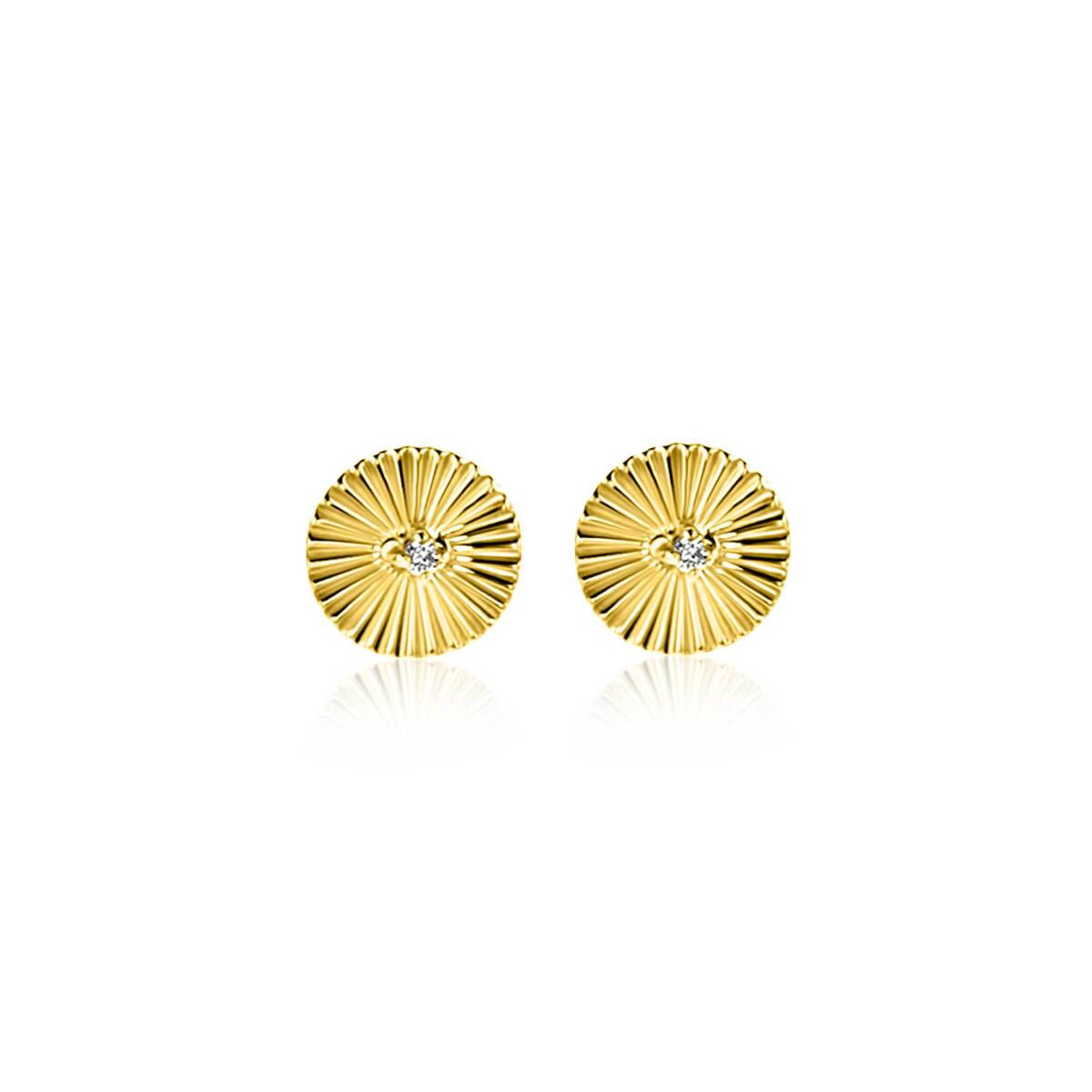 Zinzi ZGO542 14-karaat gouden oorstekers met zonnestraal patroon - Diameter 6 mm