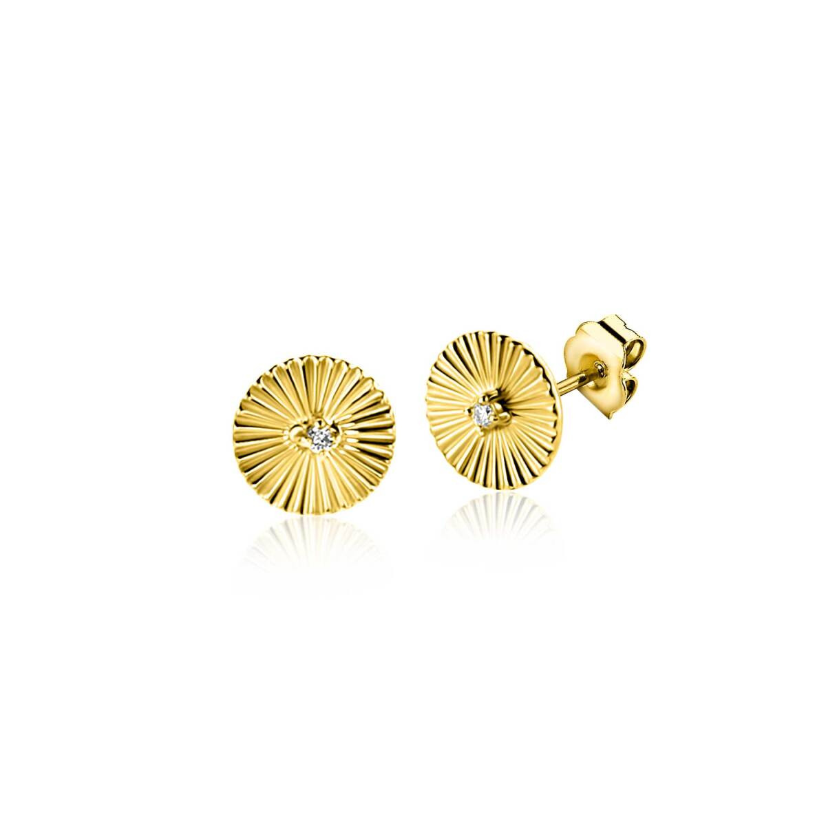 Zinzi ZGO542 14-karaat gouden oorstekers met zonnestraal patroon - Diameter 6 mm