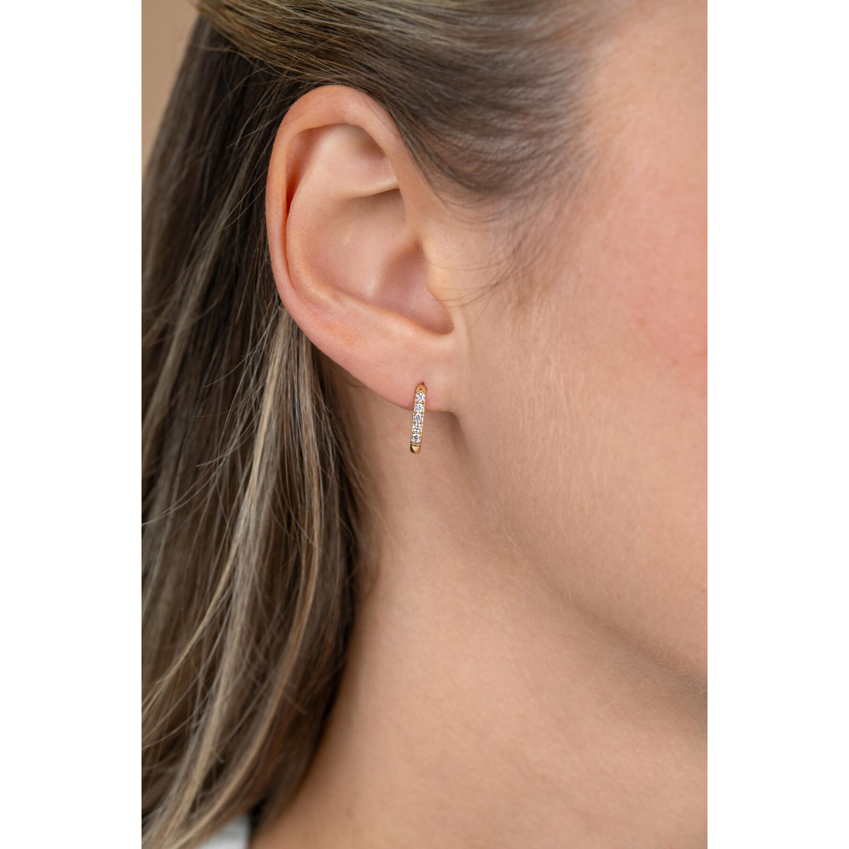Zinzi ZGO564 14-karaat gouden oorringen rechthoekig met zirkonia 1.9 mm breed - Hoogte 11.5 mm