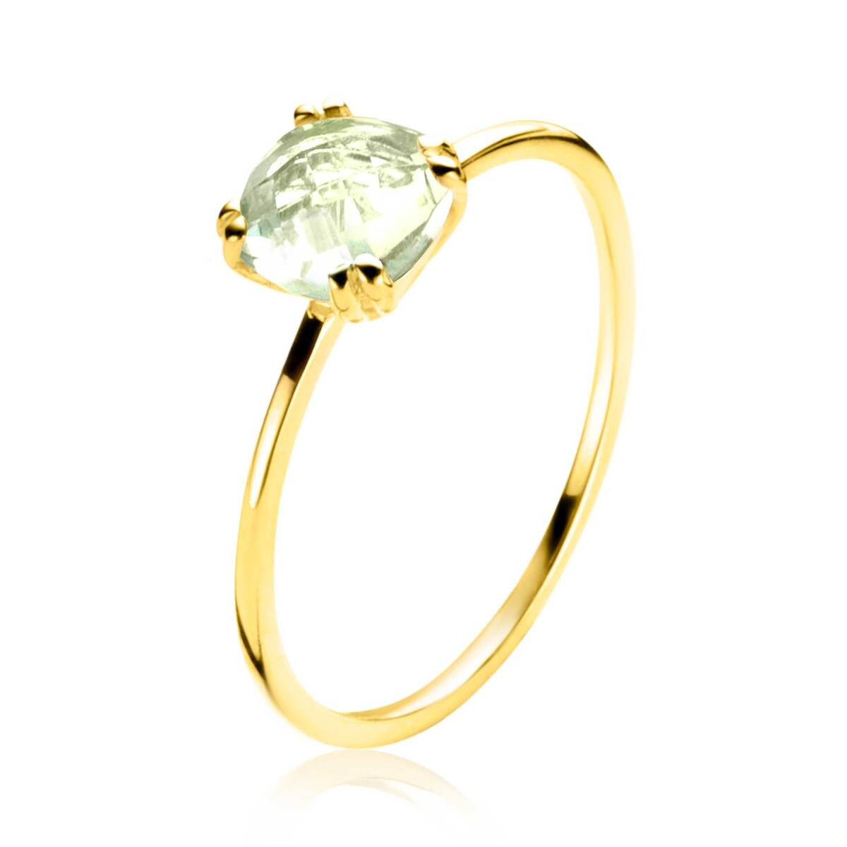 Zinzi ZGR376 gouden ring met een groene amethist briljant geslepen 6.2 mm breed