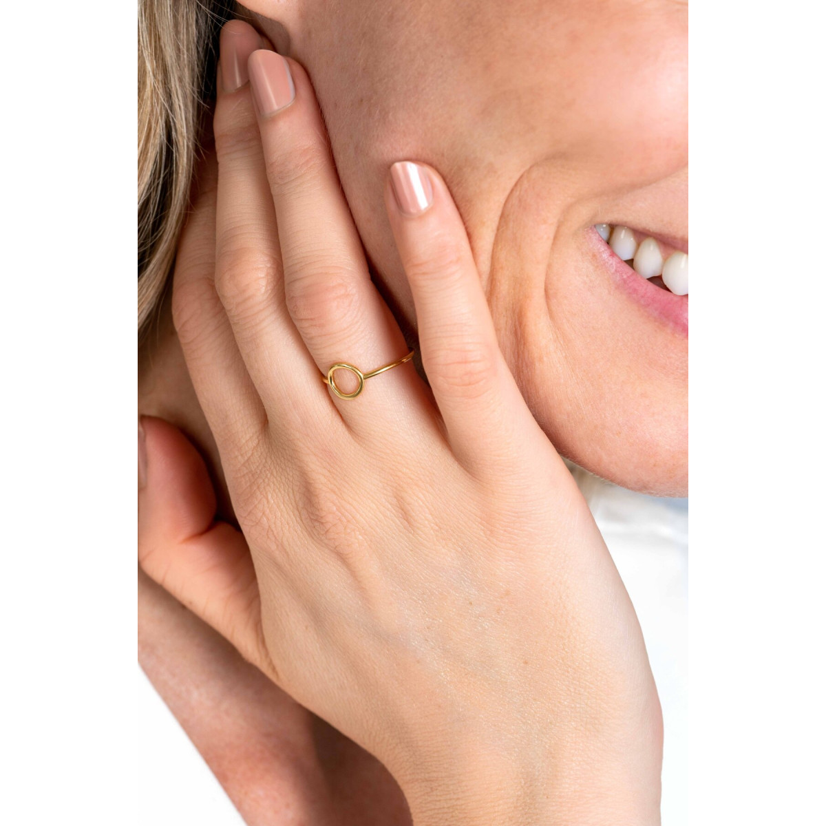 Zinzi ZGR377 gouden ring met open rond element 8.1 mm breed