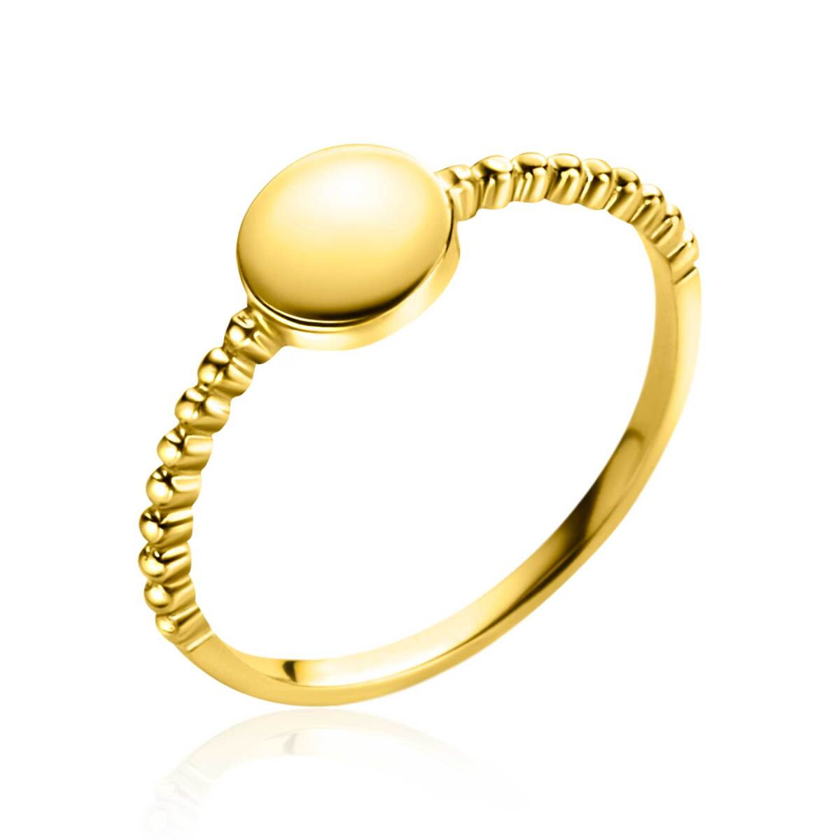 Zinzi ZGR399 gouden ring met rond plaatje en bolletjesmotief 6.6 mm breed