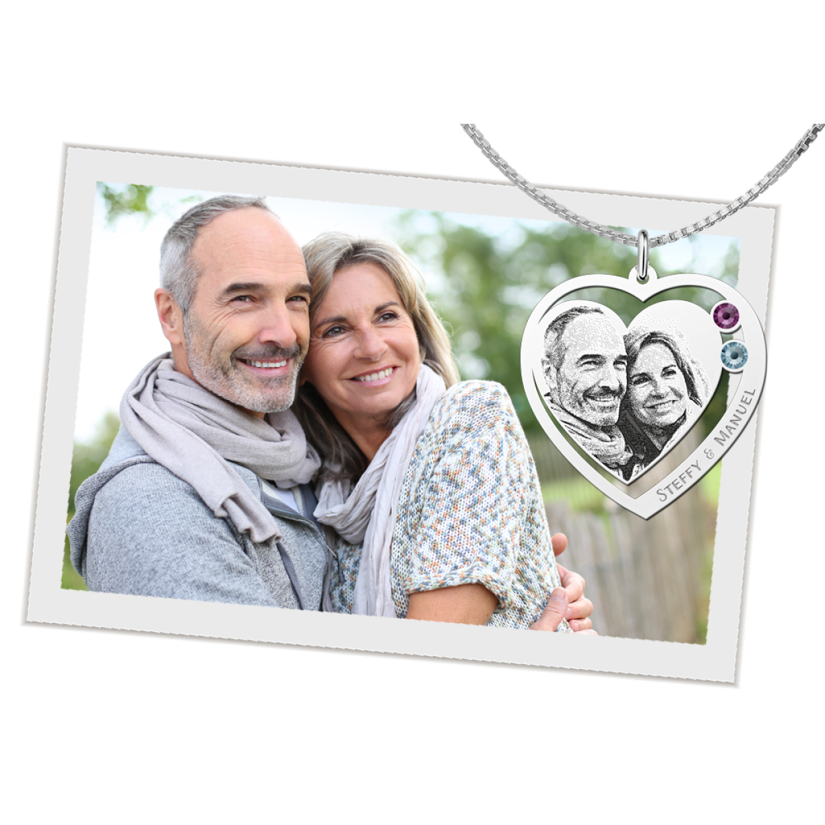 Zilveren relatiehanger met foto - 30 x 31 mm - Names4ever
