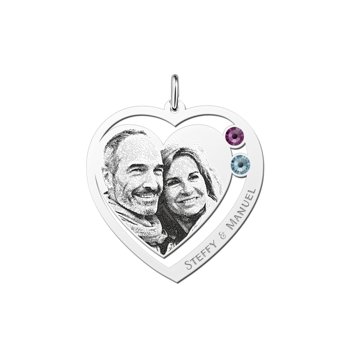 Zilveren relatiehanger met foto - 30 x 31 mm - Names4ever