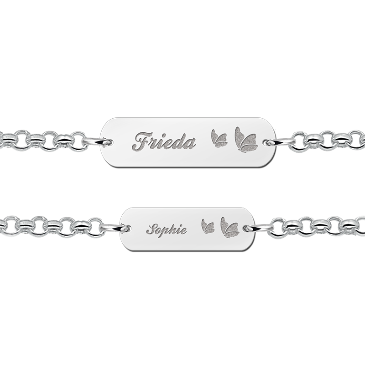 Moeder en dochter armbanden zilver met naam