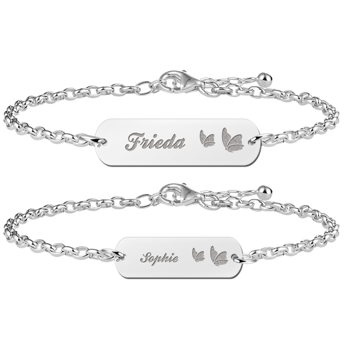 Moeder en dochter armbanden zilver met naam