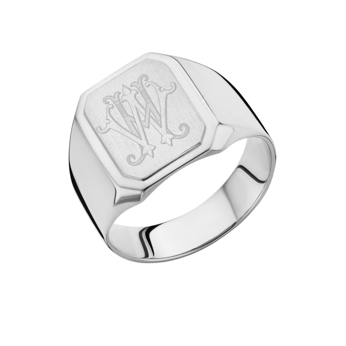 Names4ever monogram zegelring achthoekig zilver