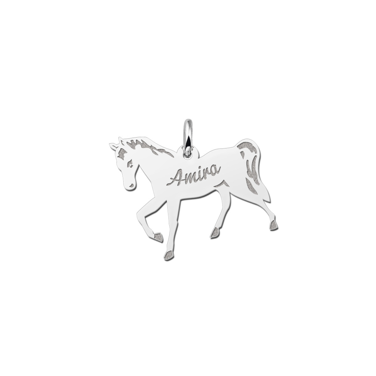 Names4ever zilveren paarden hanger met naam - 19.5 mm x 17 mm