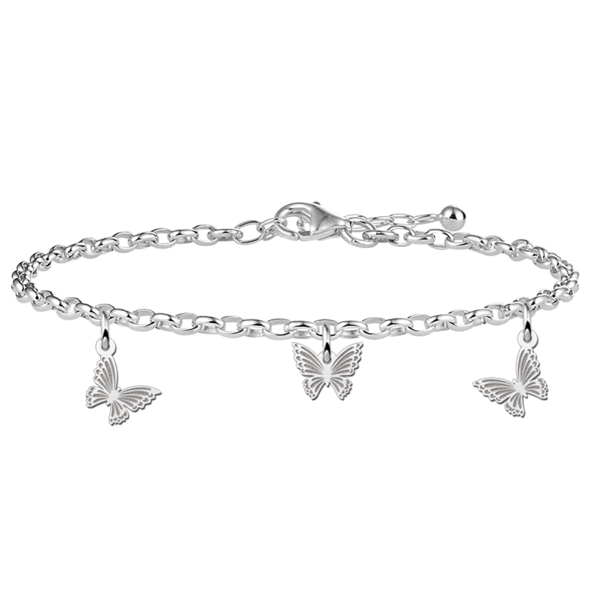 Zilveren armband met 3 vlinders