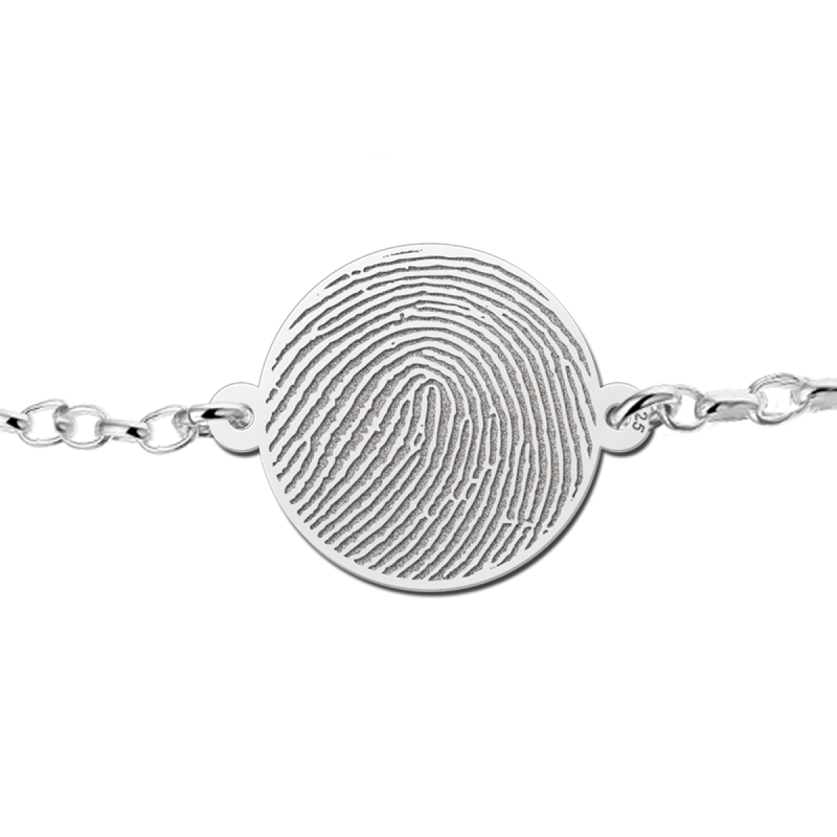 Zilveren armband met vingerafdruk rondje