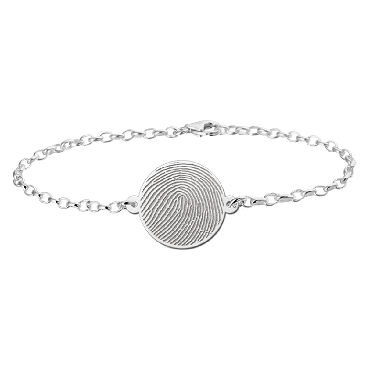 Zilveren armband met vingerafdruk rondje