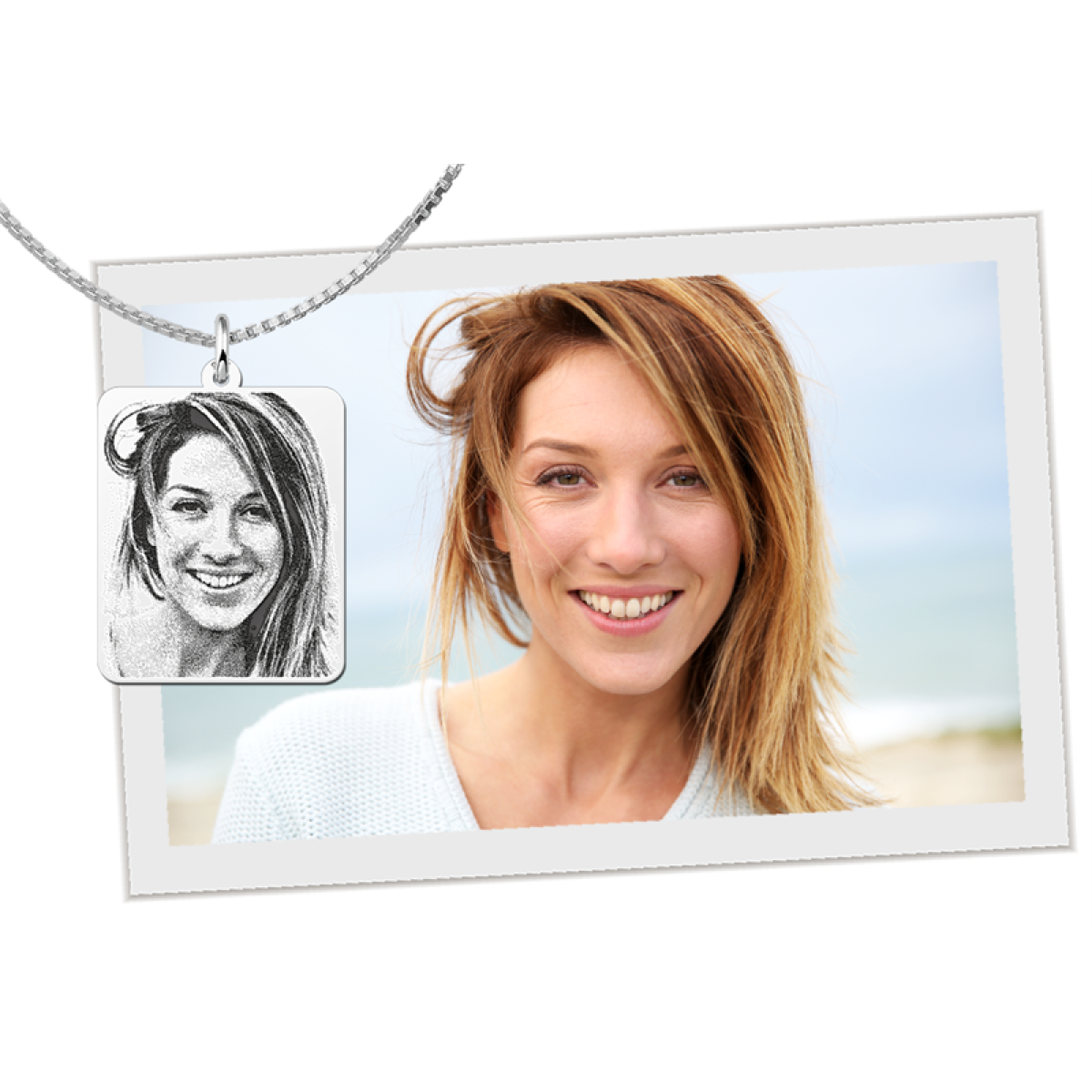 Zilveren foto hanger recht - 22 x 26.5 mm - Names4ever