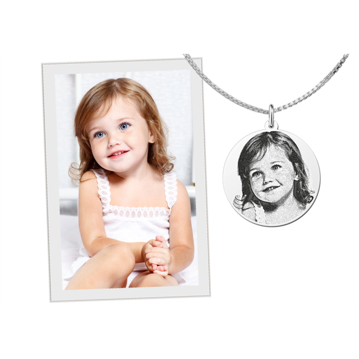Zilveren foto hanger rond - 26.5 mm - Names4ever