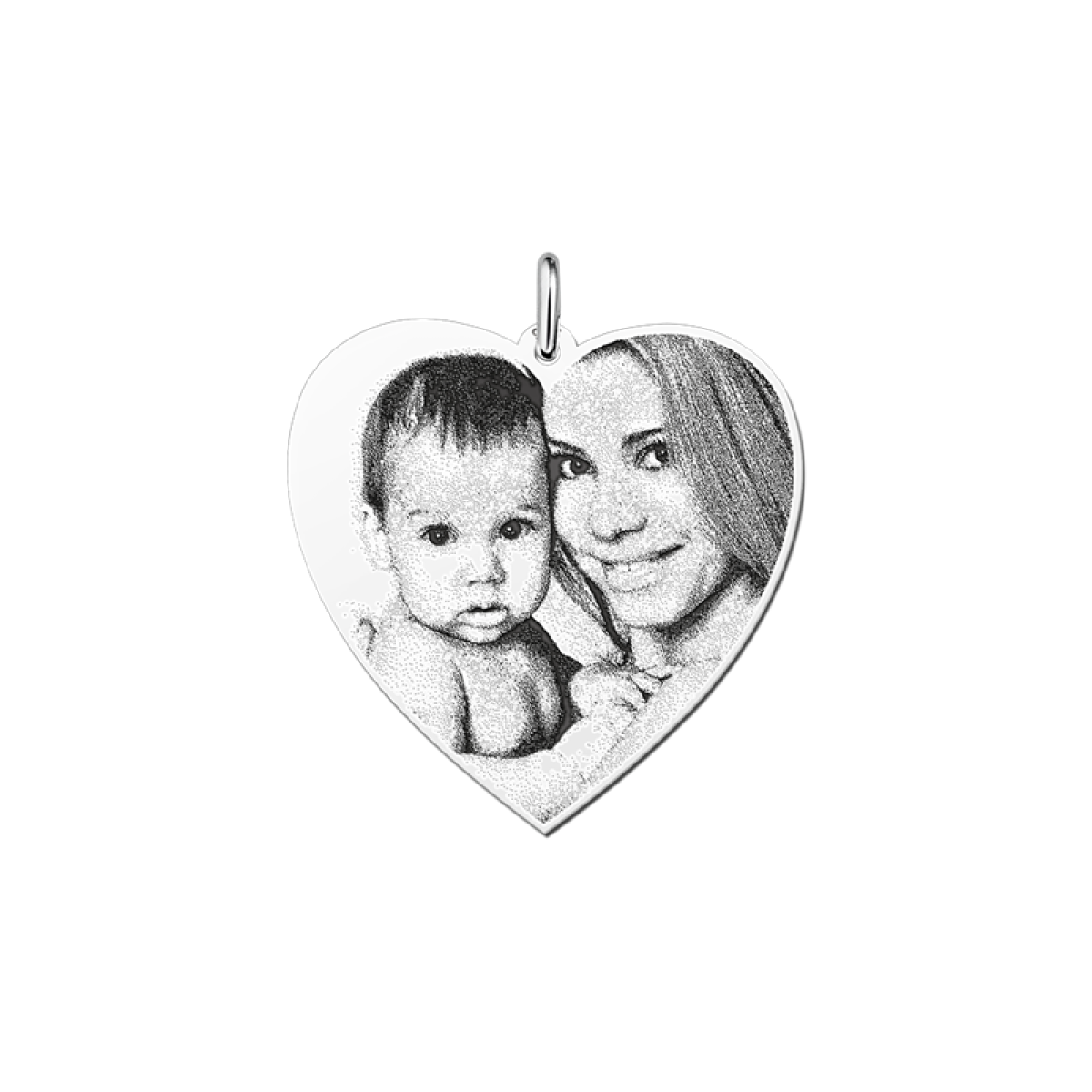 Zilveren foto ketting hart - 30 x 30 mm - Names4ever