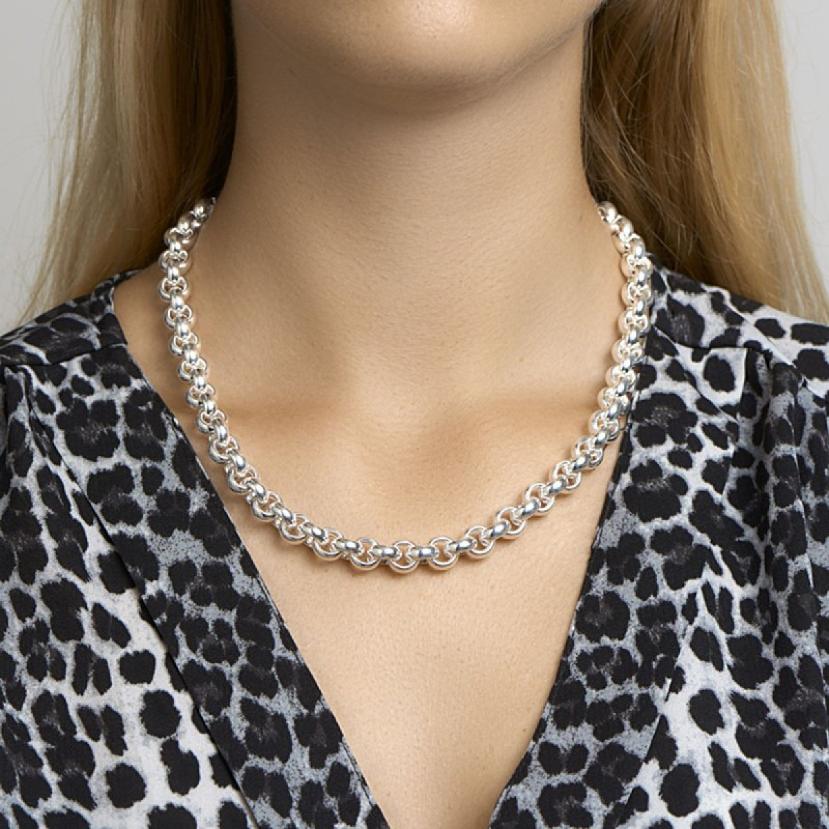 Zilveren ketting jasseron gerhodineerd 10 mm - Lengte 50 cm