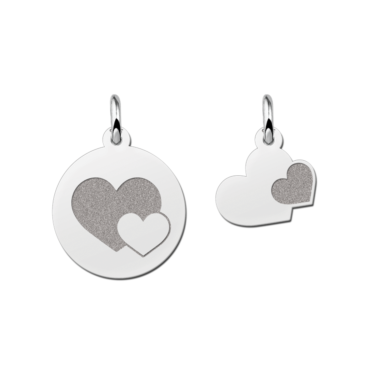 Zilveren moeder dochter hanger set 