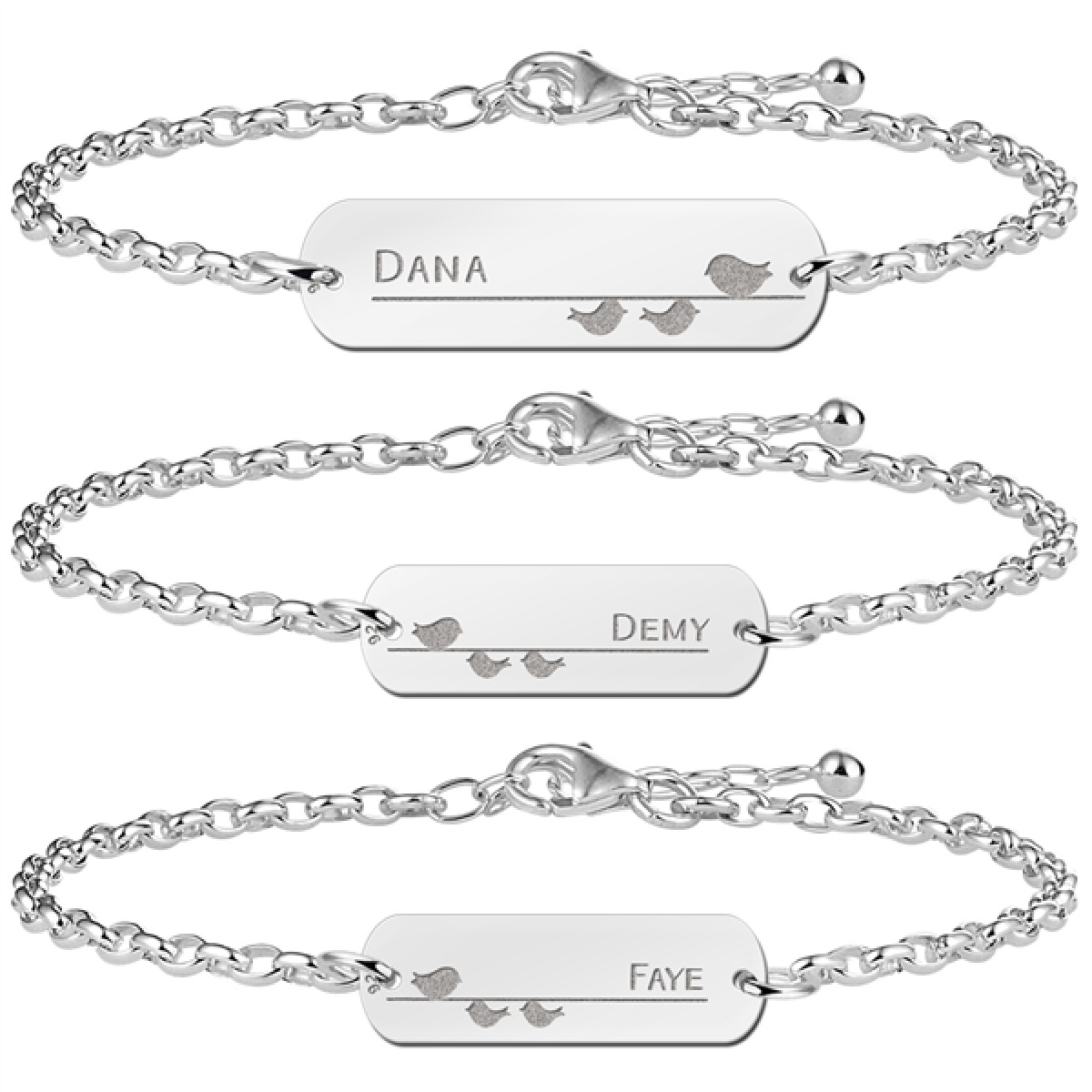 Zilveren moeder en dochters armbanden set 