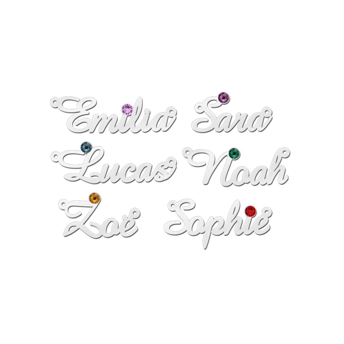 Zilveren naamketting met geboortesteen model Emilia Names4ever