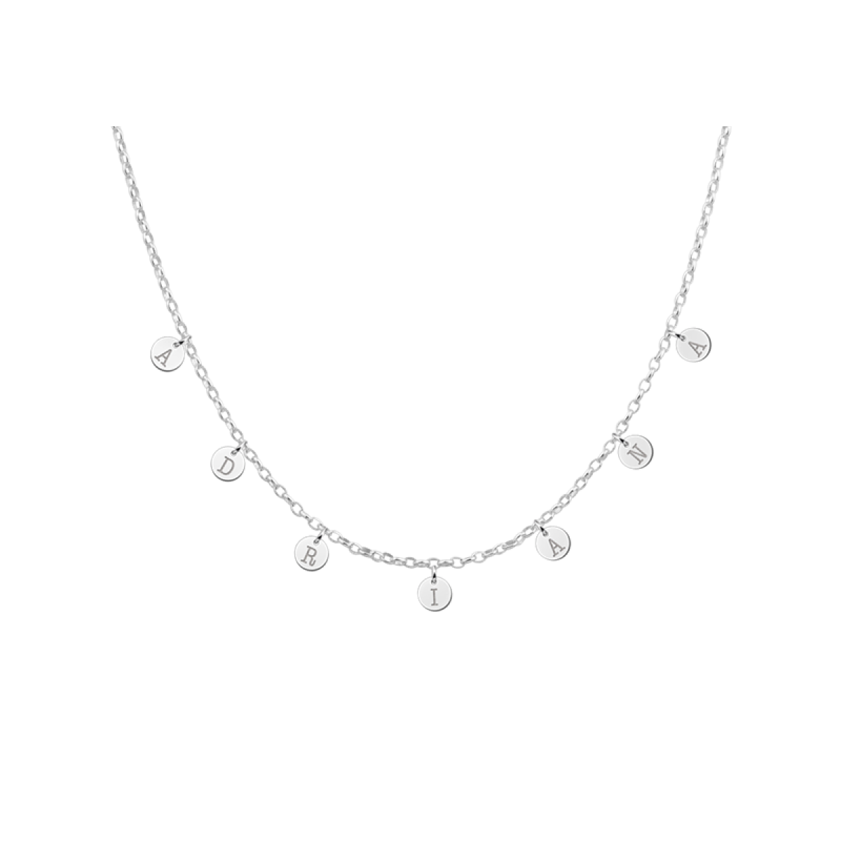 Zilveren naamketting met rondjes Names4ever