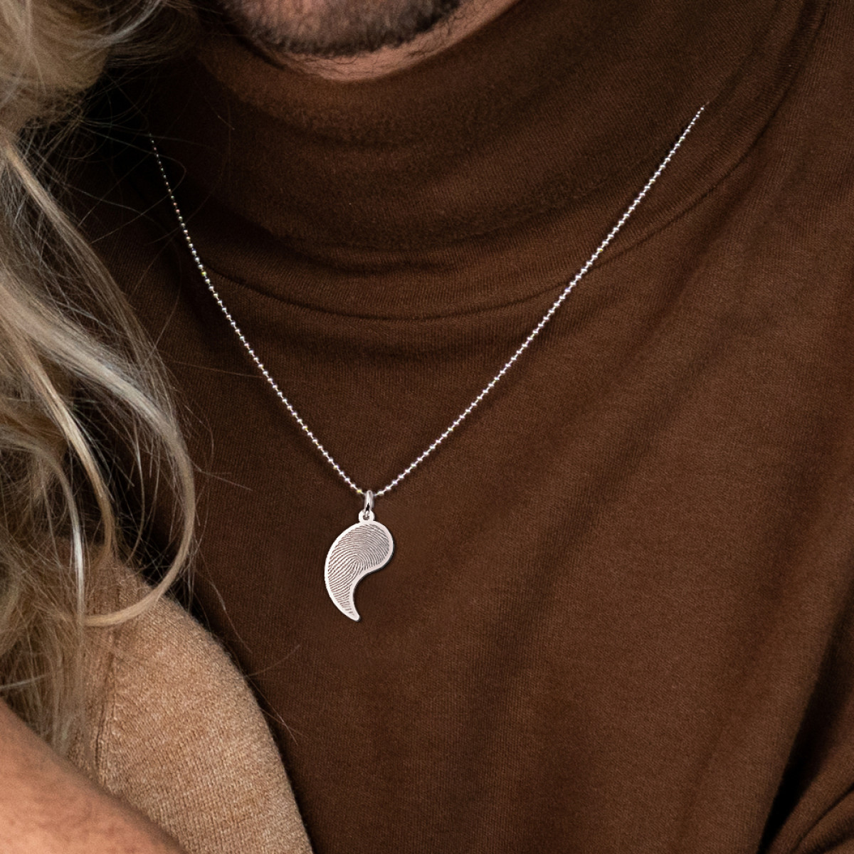 Zilveren vingerafdruk hangers Yin Yang - 22 mm - Names4Ever