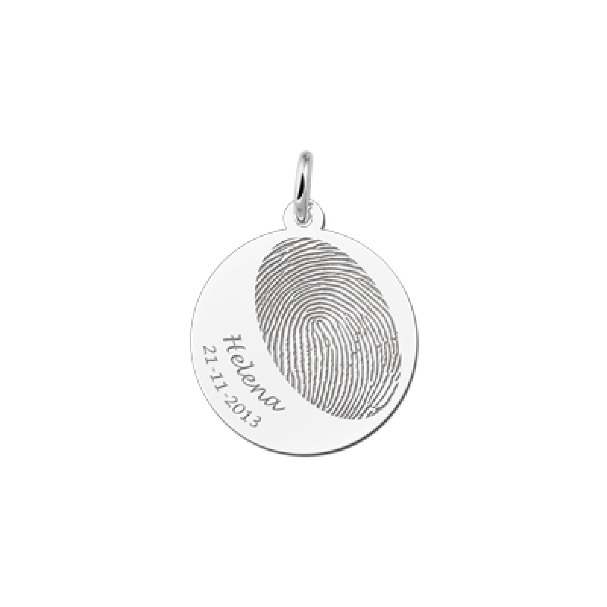Vingerafdruk sieraad rond zilver - 20 mm - Names4ever