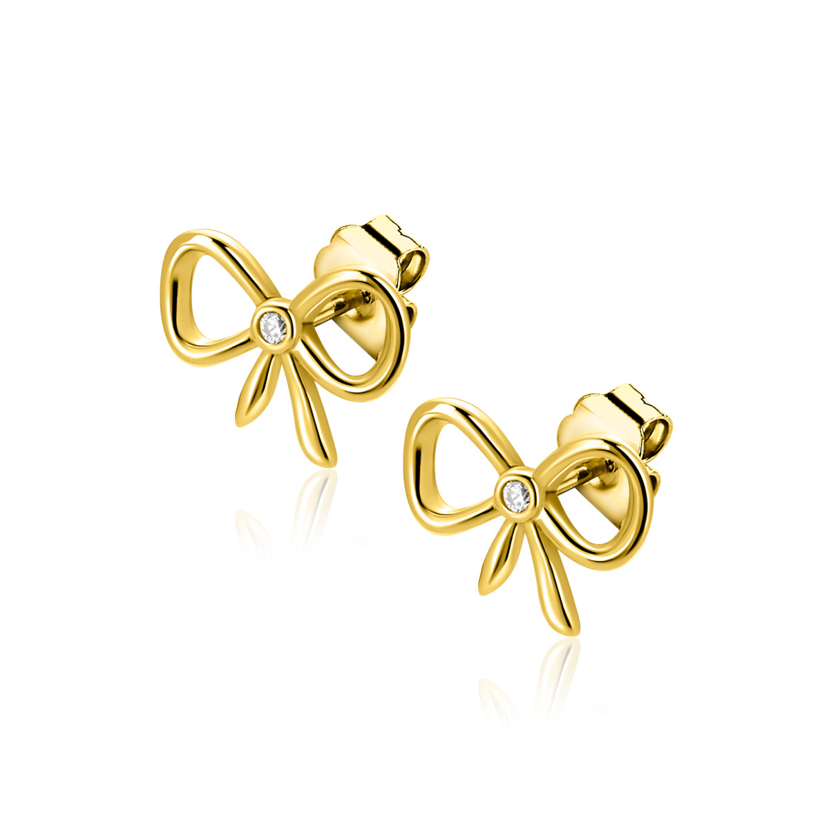 Zinzi Amaka's Favorieten ZIO2724Y goudkleurige oorstekers met zirkonia - Diameter 9.5 mm