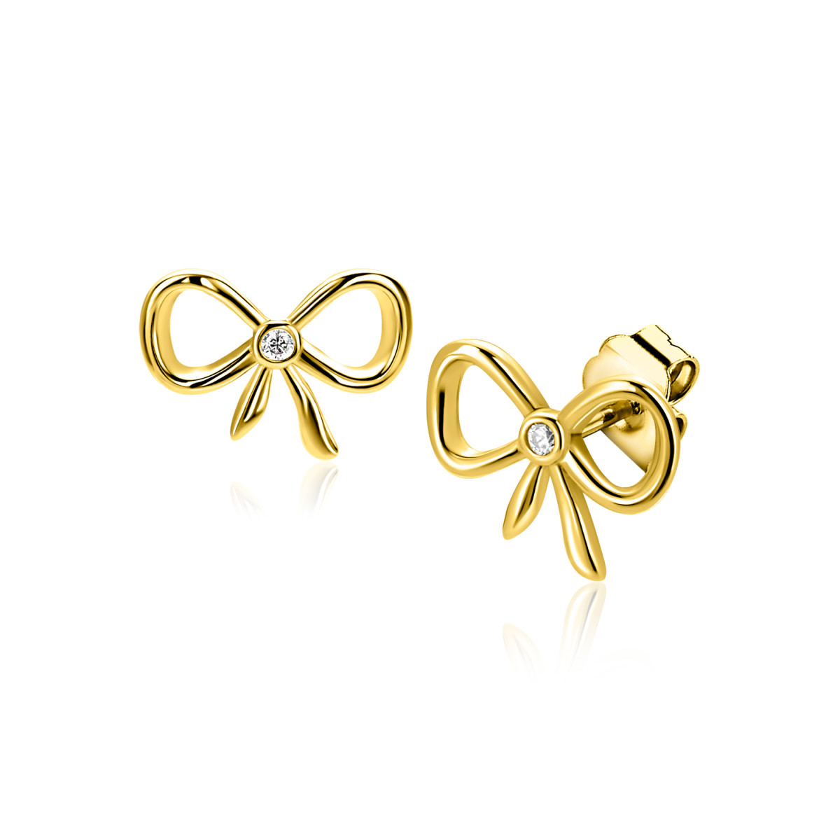 Zinzi Amaka's Favorieten ZIO2724Y goudkleurige oorstekers met zirkonia - Diameter 9.5 mm