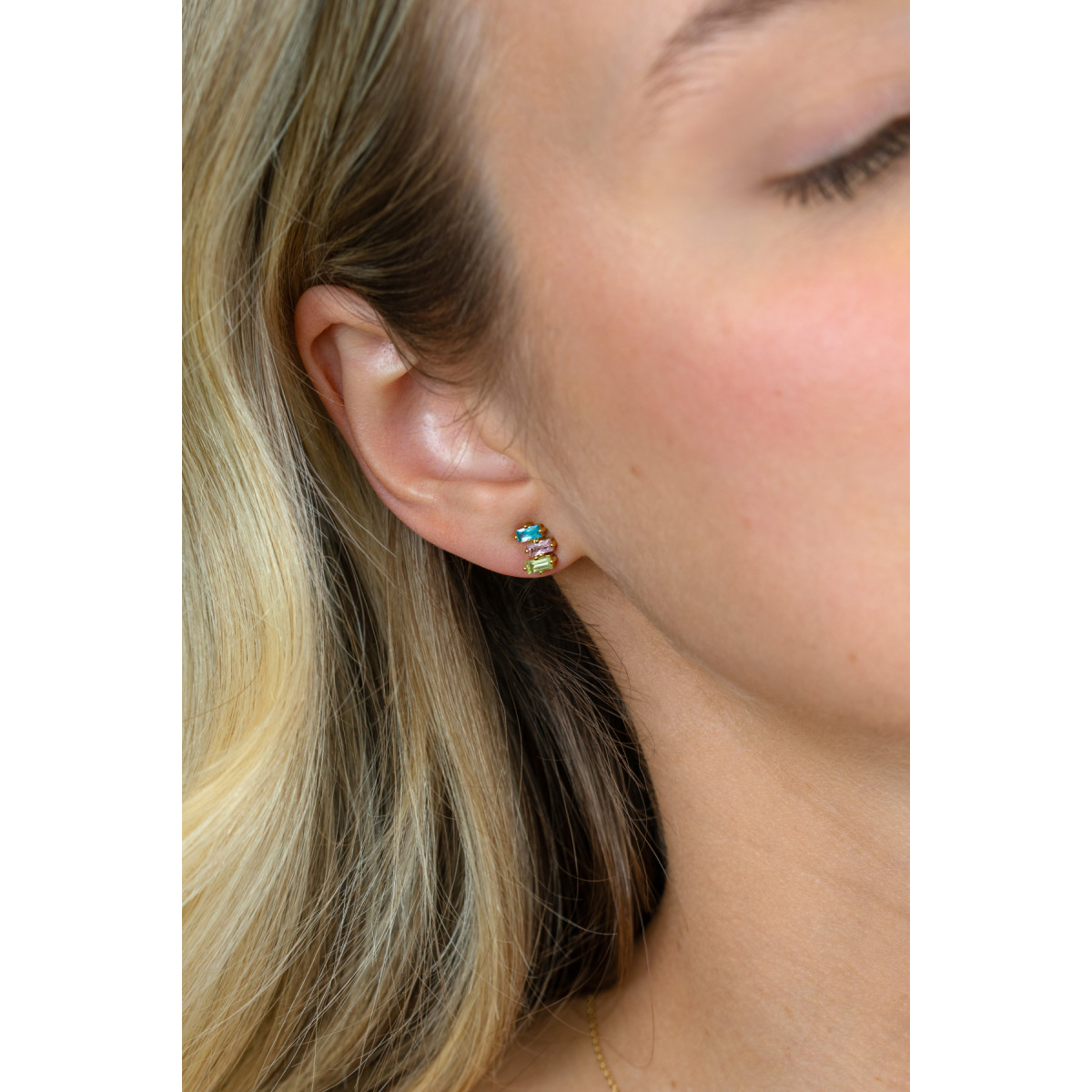 Zinzi Amaka's Favorieten ZIO2739 vergulde zirkonia oorstekers 6.3 mm breed - Hoogte 8 mm
