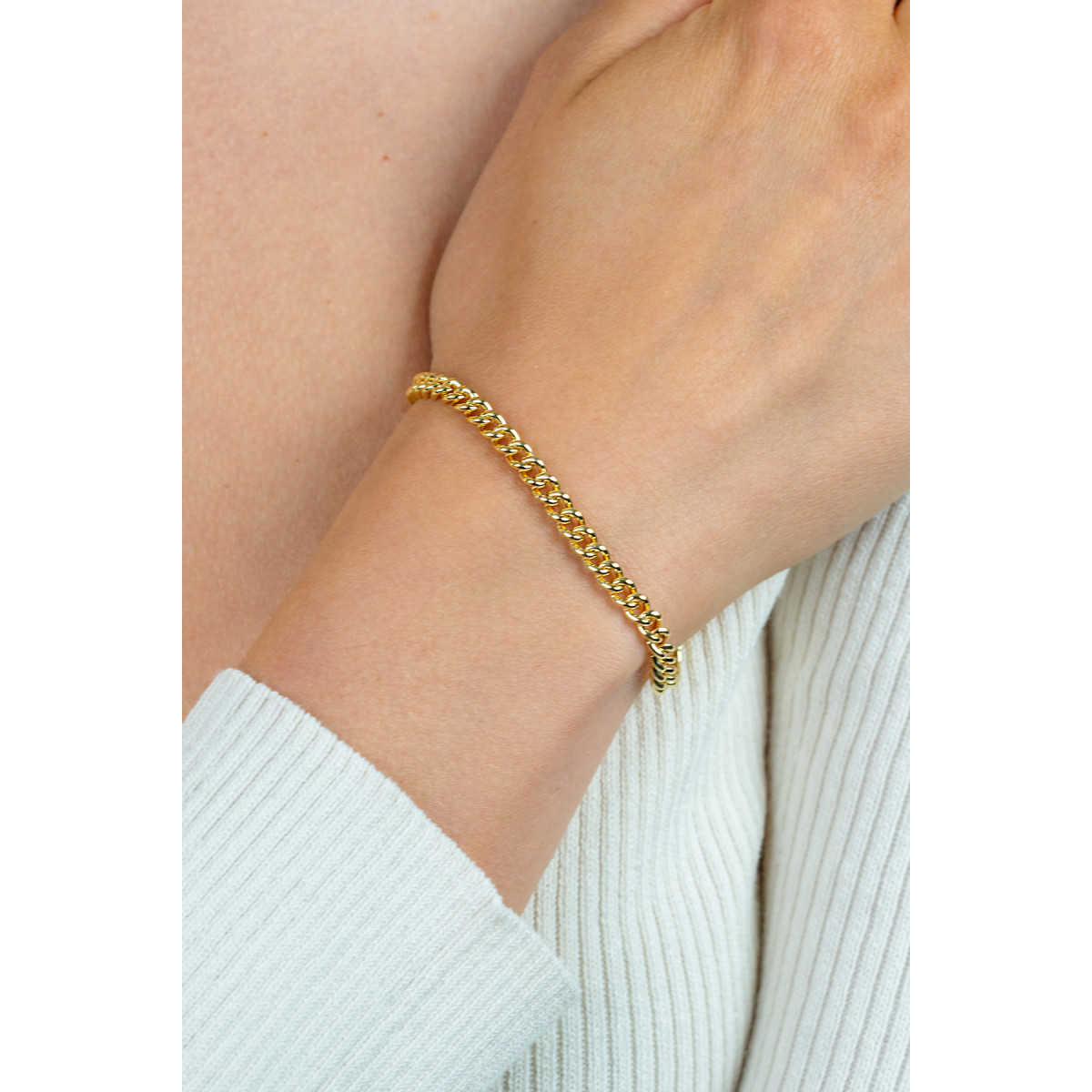 Zinzi Chain ZIA1414G goudkleurige gourmet schakelarmband 4.5 mm breed - Lengte 18.5 cm