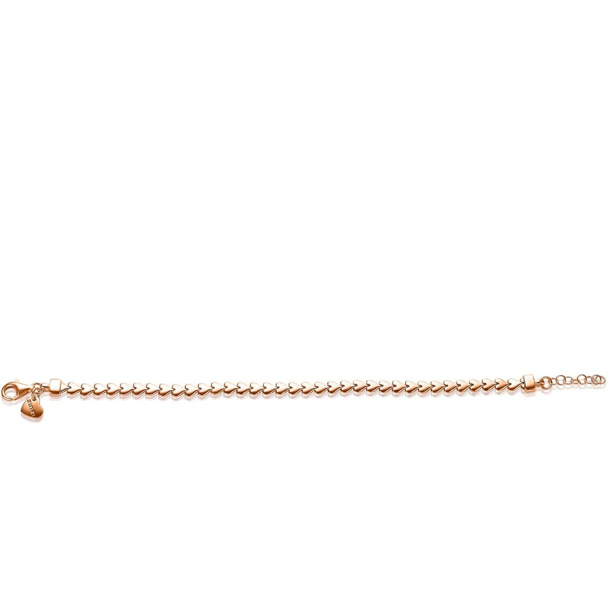 Zinzi Chain ZIA1798R rosékleurige armband met hartjes schakels 4.5 mm breed - Lengte 17-19 cm