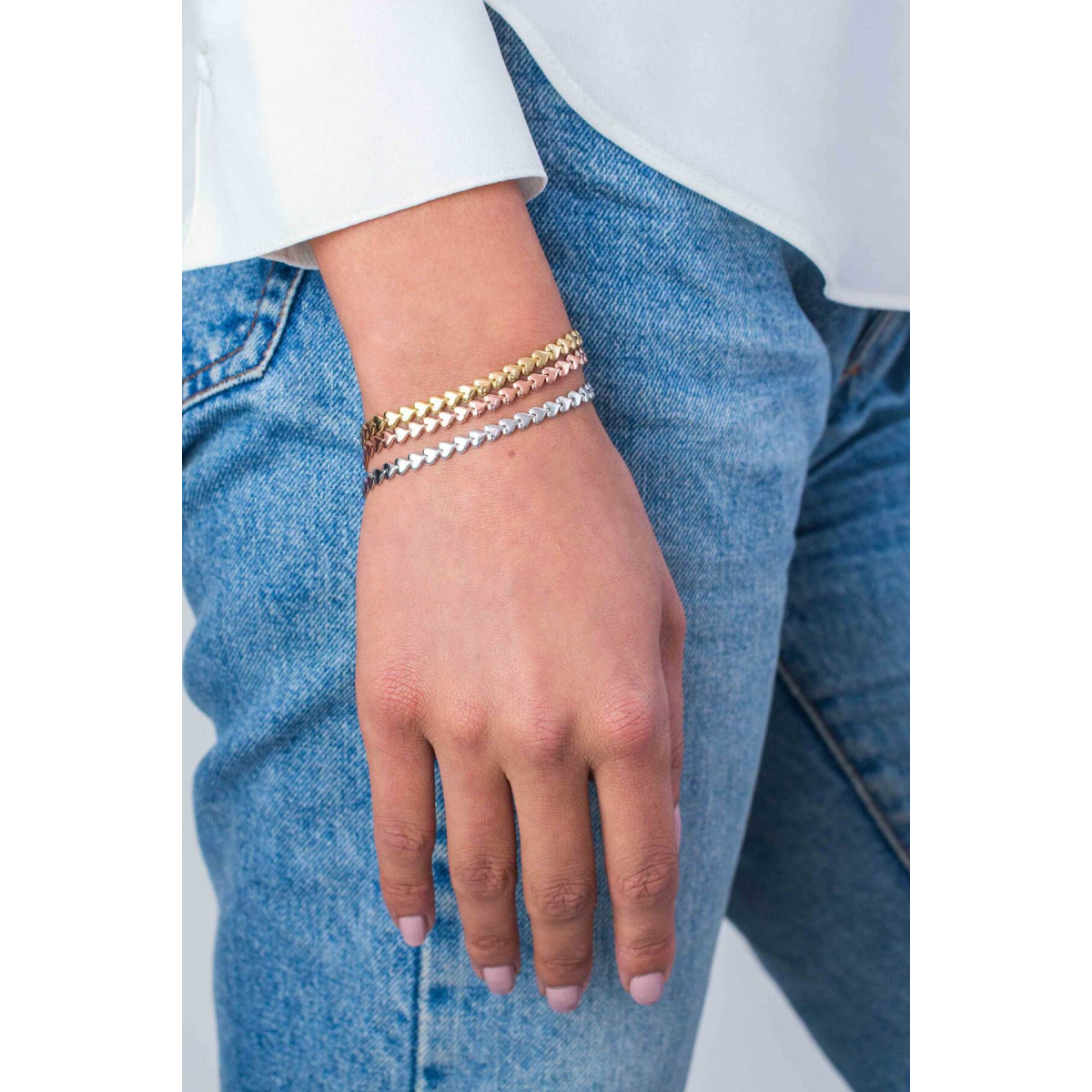 Zinzi Chain ZIA1798R rosékleurige armband met hartjes schakels 4.5 mm breed - Lengte 17-19 cm