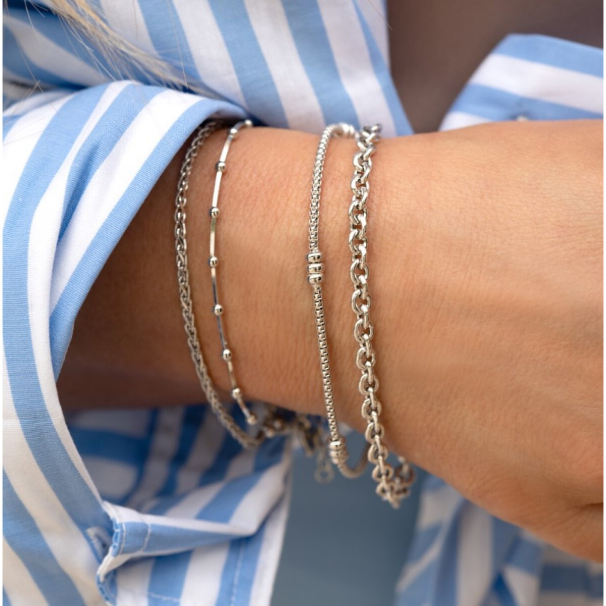 Zinzi Chain ZIA1931 zilveren armband met vossenstaart schakels 2 mm breed - Lengte 16.5-20 cm