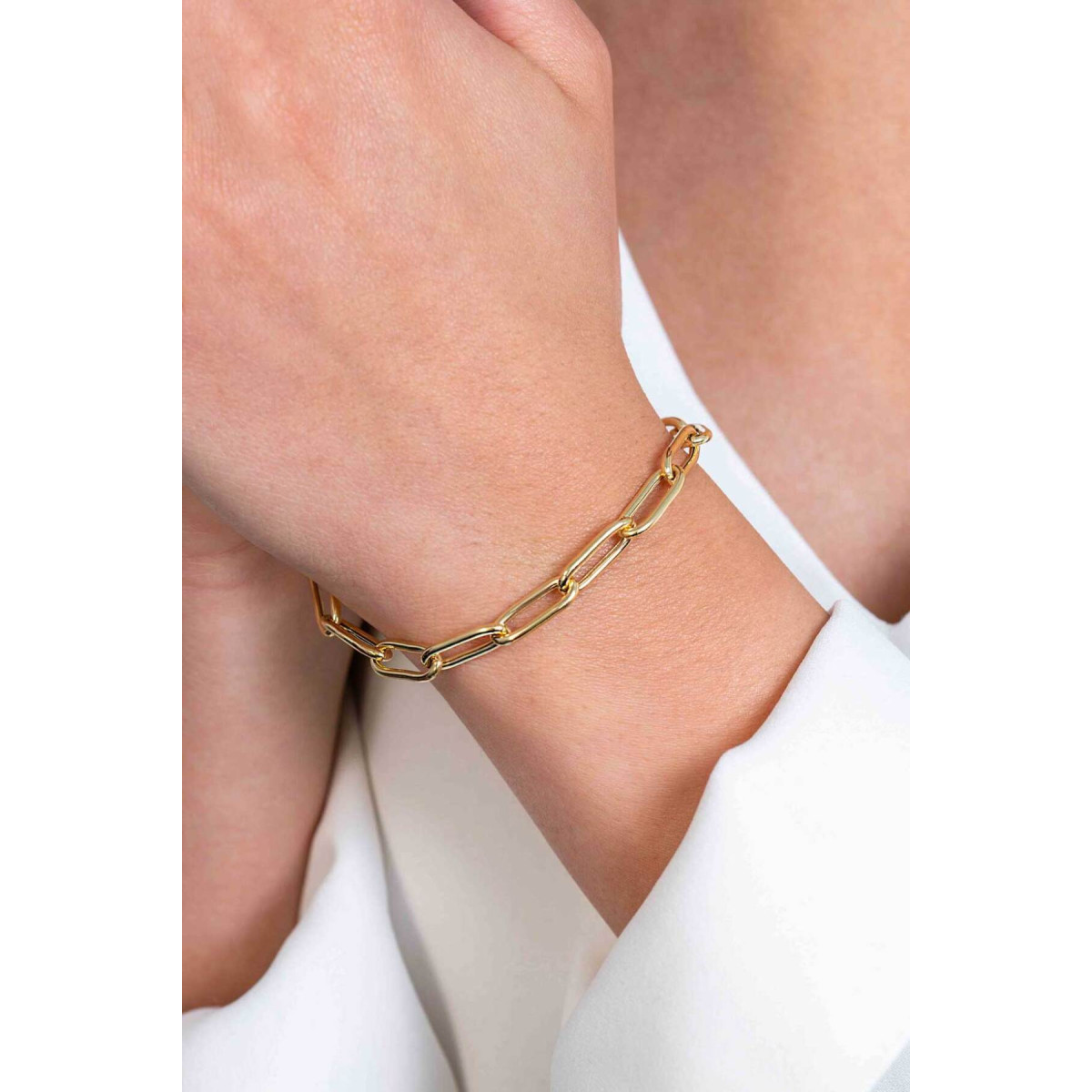 Zinzi Chain ZIA2286G gold plated armband met paperclip schakels 5.5 mm breed - Lengte 19 cm
