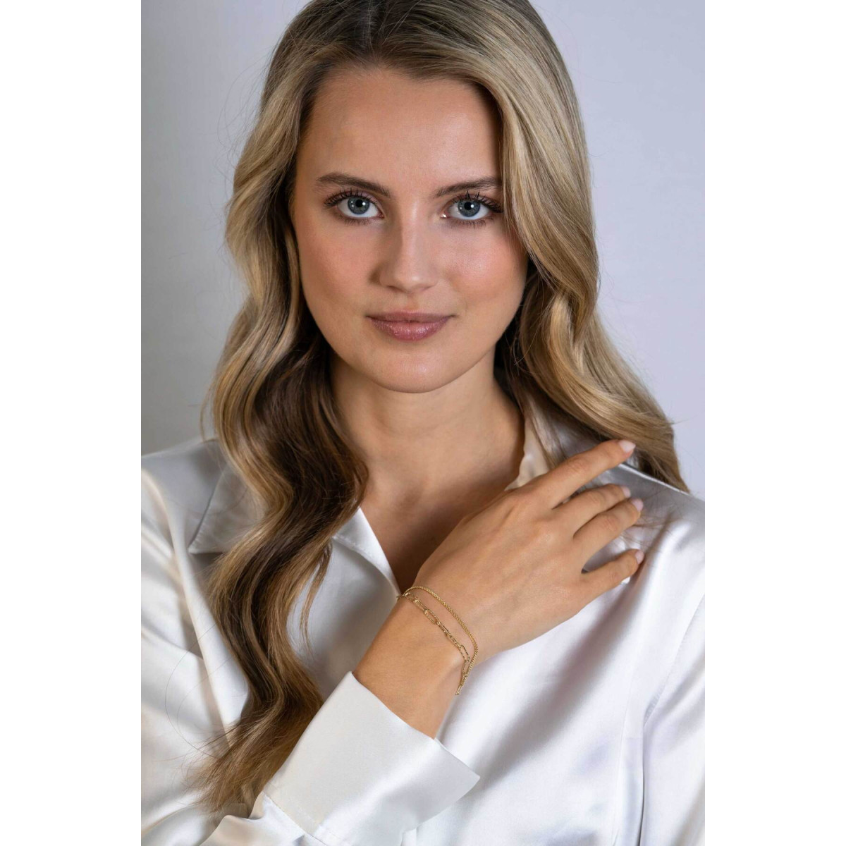 Zinzi Chain ZIA2367G goudkleurige armband met gourmet en paperclip schakels 5 mm breed - Lengte 17-20 cm