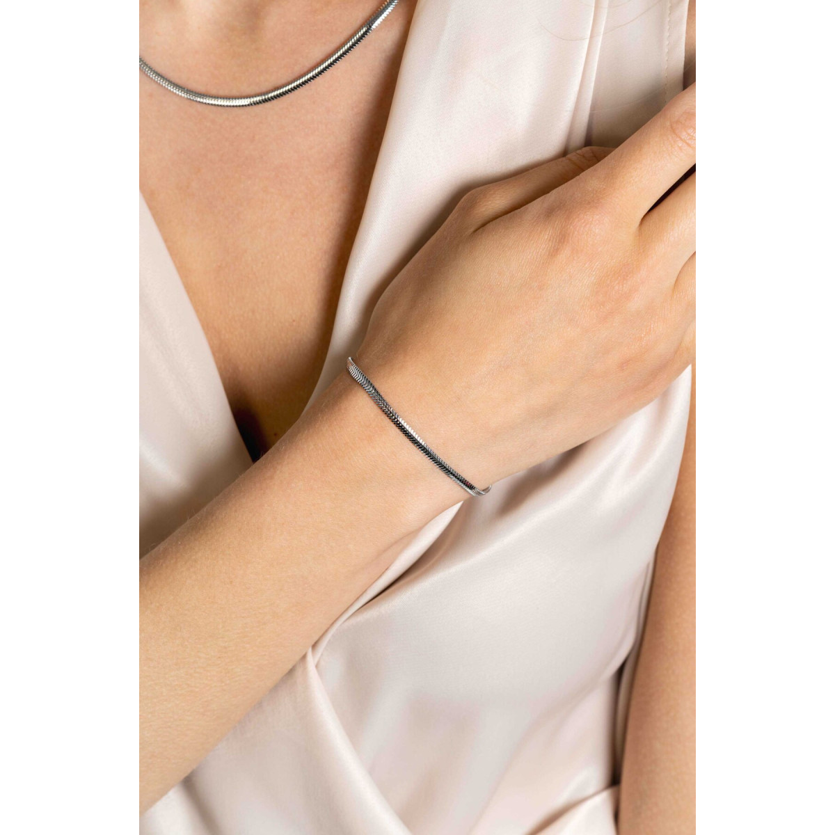 Zinzi Chain ZIA2402 zilveren slangen schakelarmband glanzend 3.5 mm breed - Lengte 18-20 cm