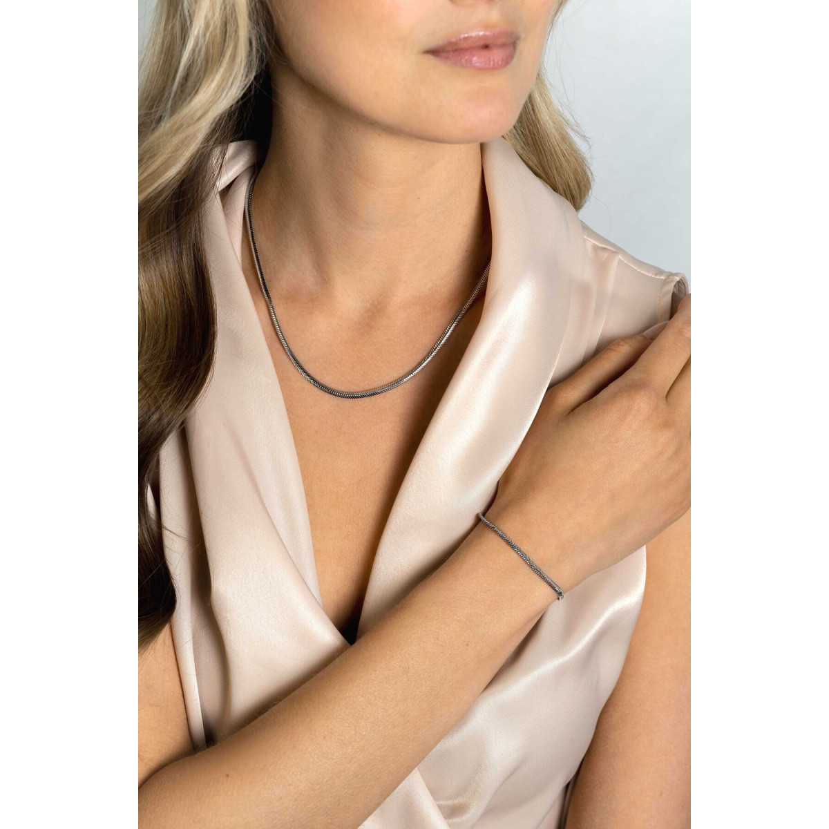 Zinzi Chain ZIA2402 zilveren slangen schakelarmband glanzend 3.5 mm breed - Lengte 18-20 cm