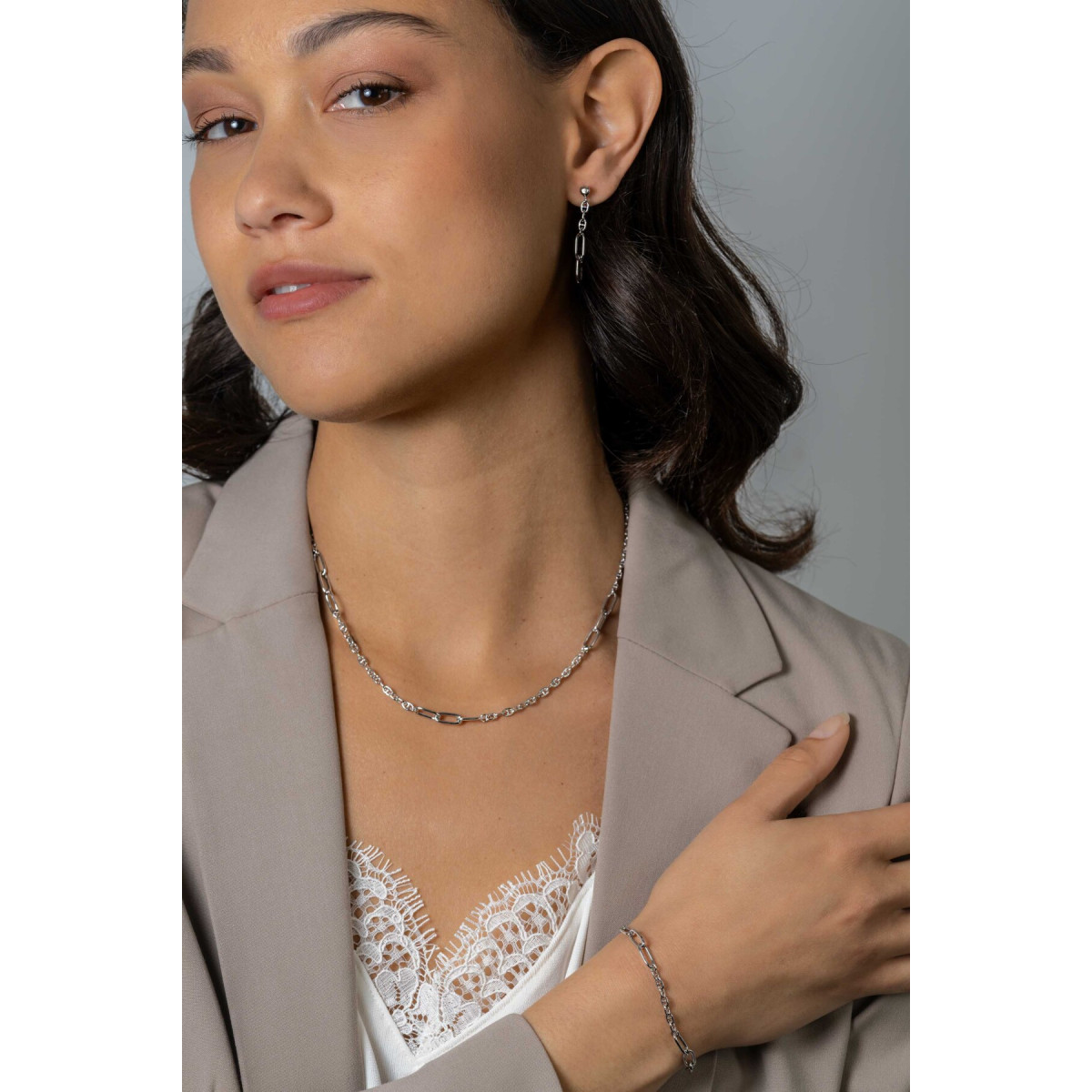 Zinzi Chain ZIA2413 zilveren armband met ovale en marine schakels 4.5 mm breed - Lengte 18-20 cm