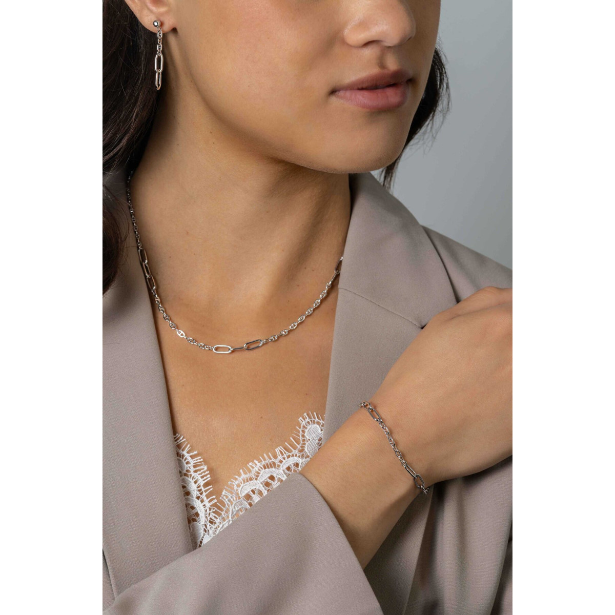Zinzi Chain ZIA2413 zilveren armband met ovale en marine schakels 4.5 mm breed - Lengte 18-20 cm