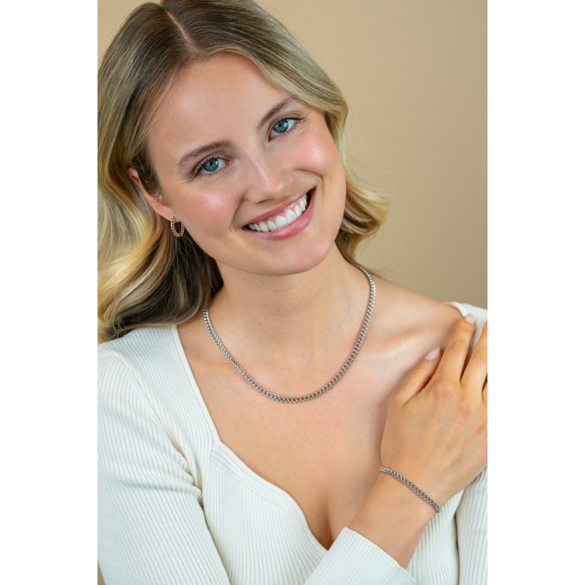 Zinzi Chain ZIC1414 zilveren gourmet ketting 4.5 mm breed - Lengte 45 cm