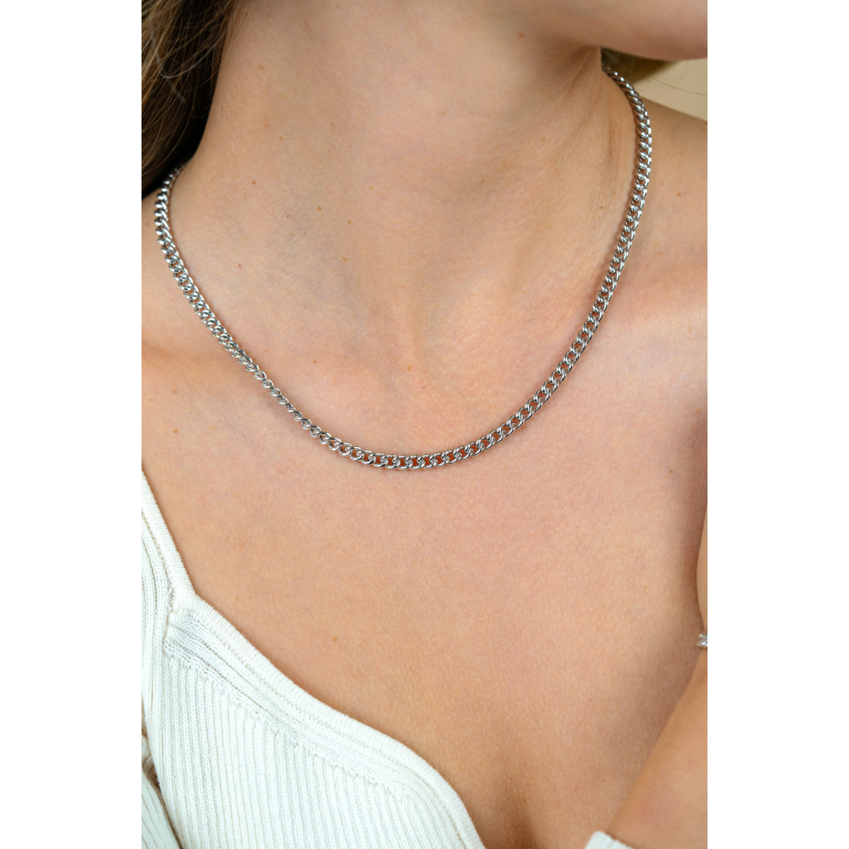 Zinzi Chain ZIC1414 zilveren gourmet ketting 4.5 mm breed - Lengte 45 cm