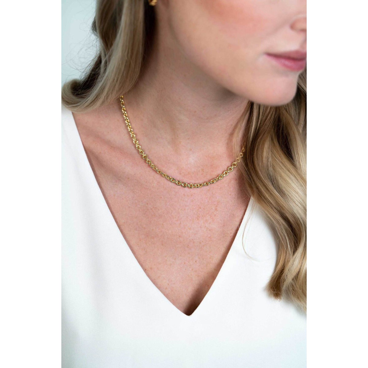 Zinzi Chain ZIC2239G goudkleurige jasseron schakelketting 5 mm breed - Lengte 40-45 cm