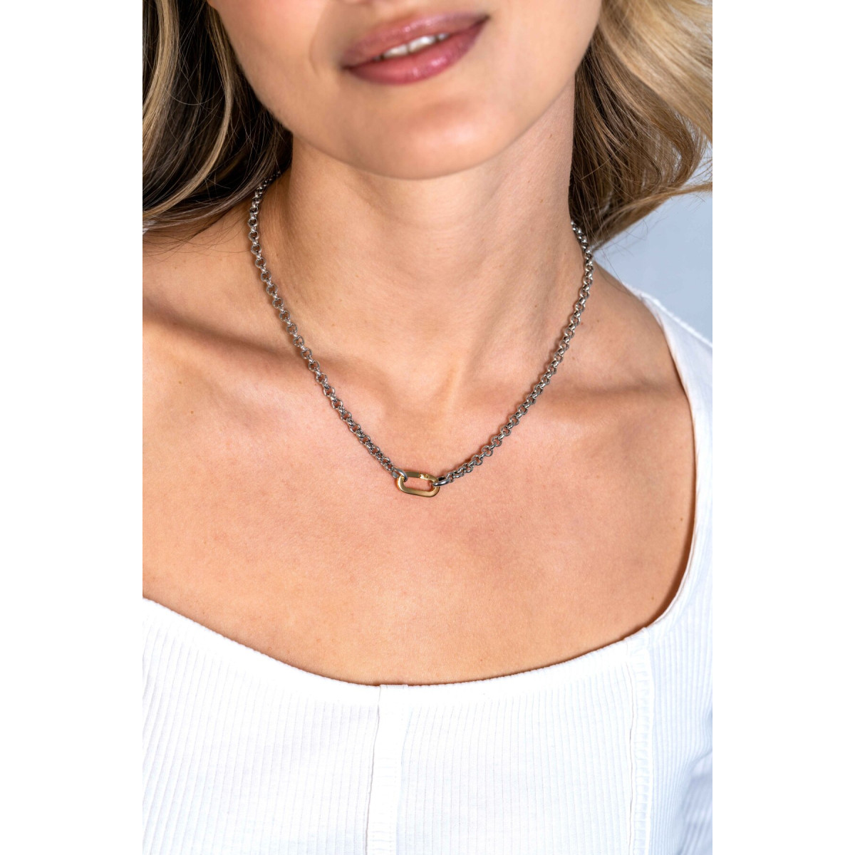 Zinzi Chain ZIC2377 zilveren jasseron ketting met ovaal detail 4.4 mm breed - Lengte 42 cm